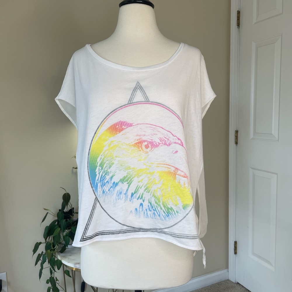 Seneca Rising + Pacsun Oversized Open Side Rainbow Eagle Graphic Tee Size Small